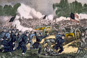 Painted picture of Gettysburg battle